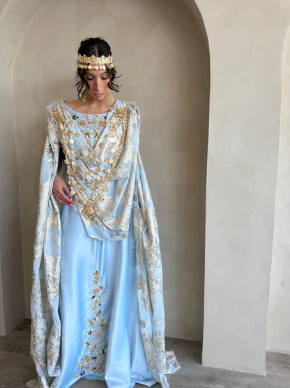 فستان شاوي أزرق فاتح